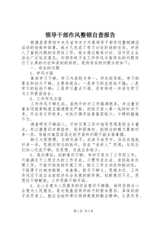 领导干部作风整顿自查报告