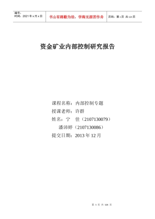 资金矿业内部控制研究报告
