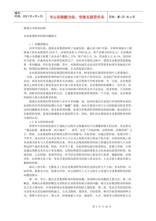集团公司财务管理集团公司财务控制