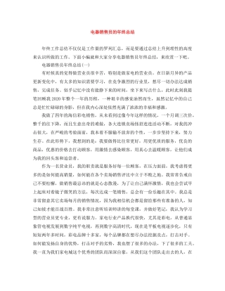 电器销售员的年终总结 