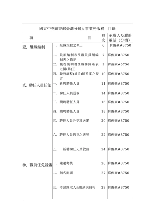 国立中央图书馆台湾分馆人事业务服务目录