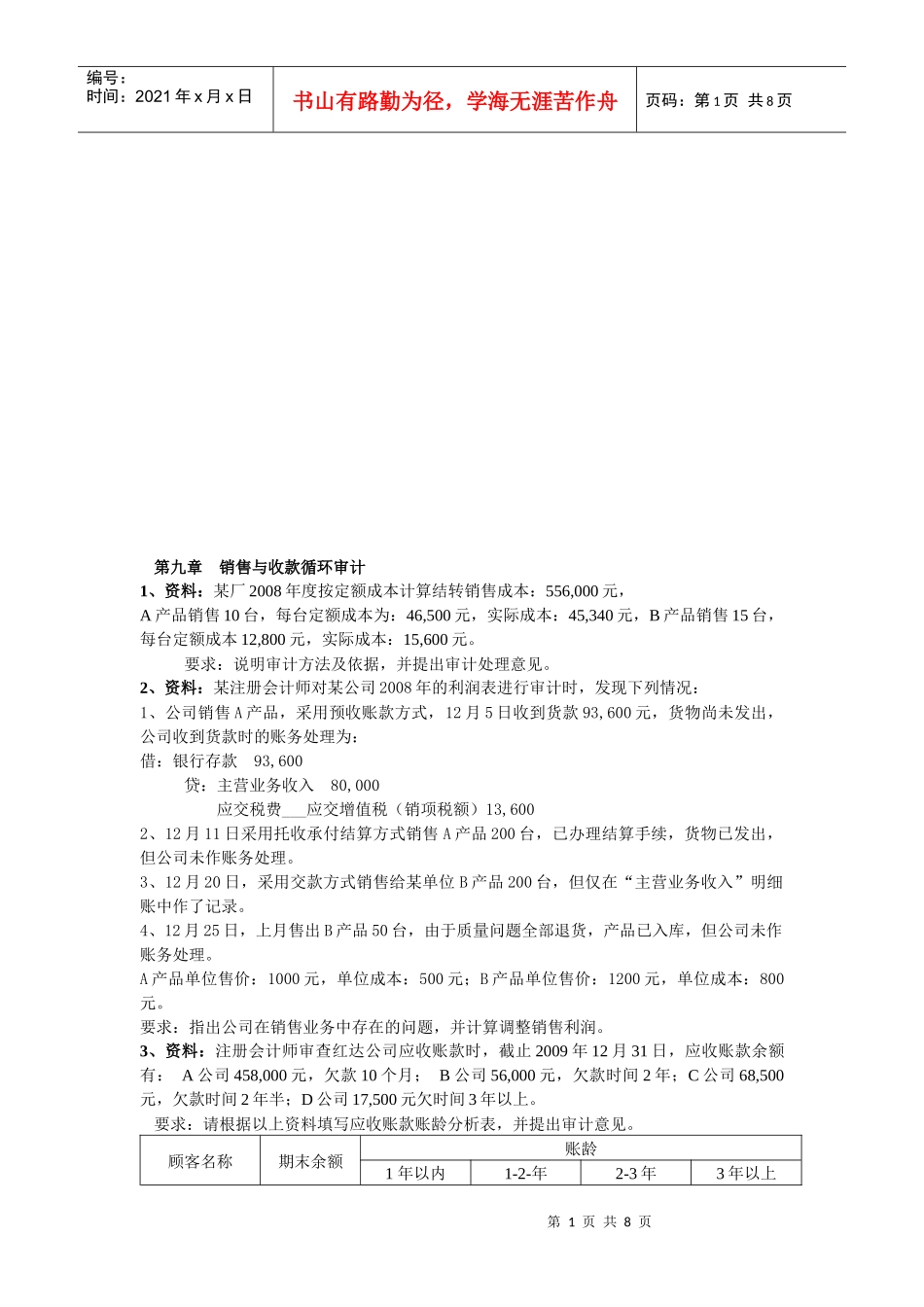 试谈销售与收款循环审计_第1页