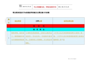 常见税务违法行为处理适用依据及主要证据