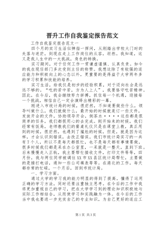 晋升工作自我鉴定报告范文