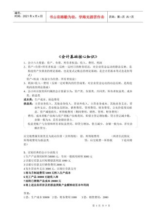 会计基础核心知识概述