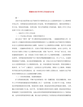 档案局2020年半年工作总结与计划 
