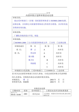 内审计划实例