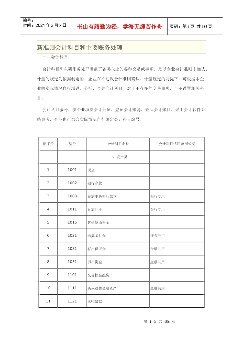 新准则会计科目和主要账务处理_第1页