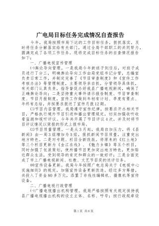 广电局目标任务完成情况自查报告