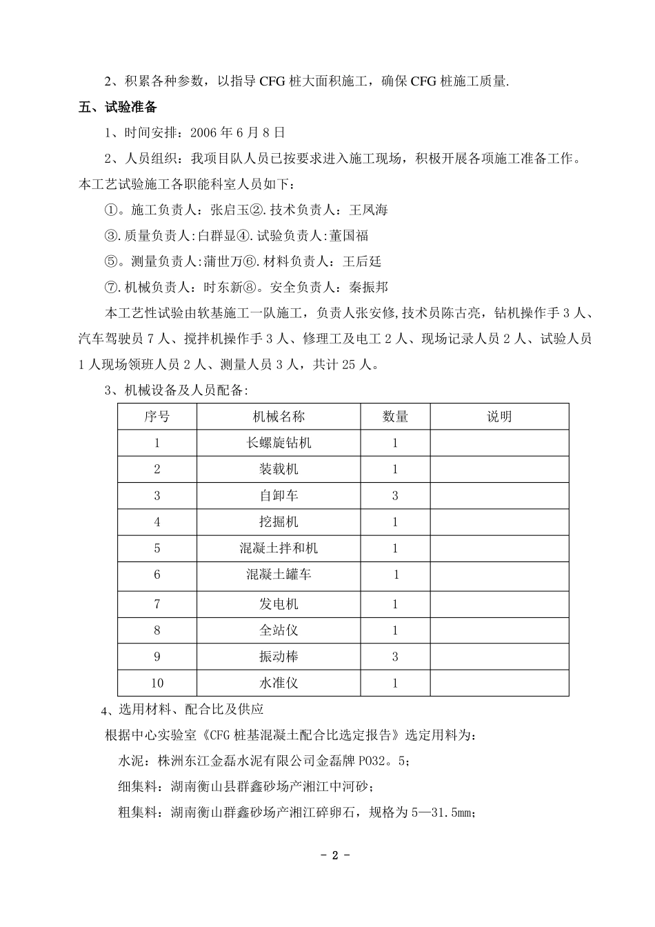 CFG桩成桩工艺性试验施工方案_第2页