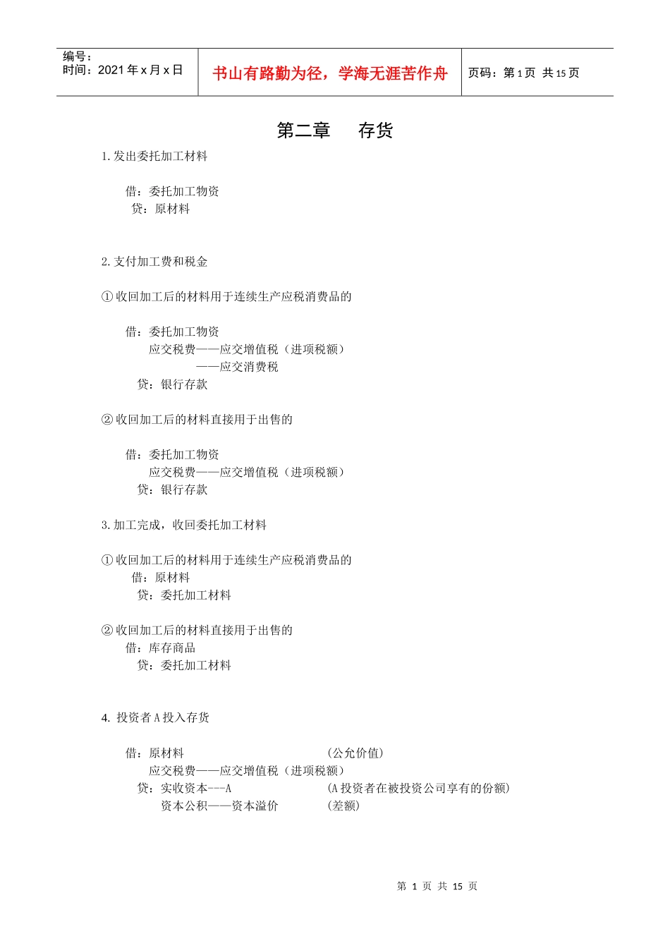 中级财务会计及管理知识分析记录总结_第1页