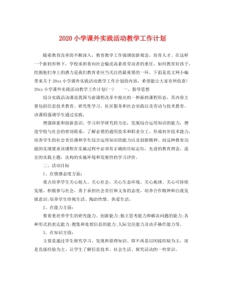 小学课外实践活动教学工作计划 