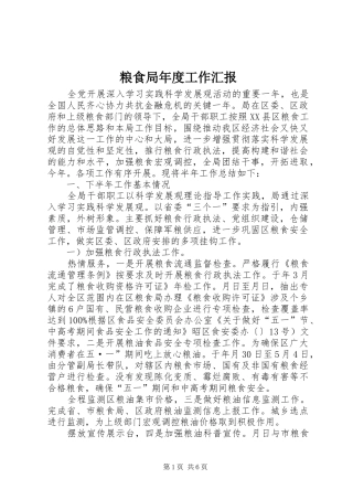 粮食局年度工作汇报
