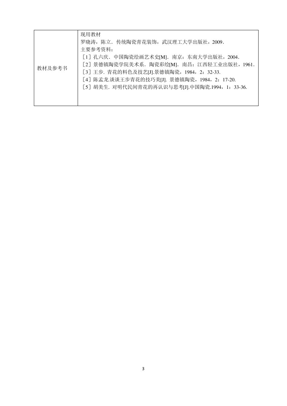 陶瓷装饰设计二陶瓷釉下彩课程教学大纲_第3页