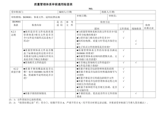 质量管理体系审核通用检查表（DOC39页）