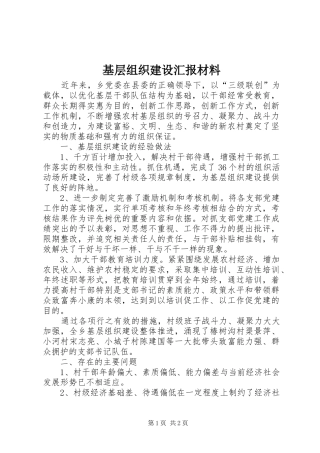 基层组织建设汇报材料