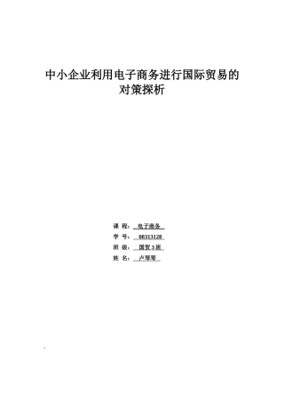 中小企业利用电子商务进行国际贸易的对策探析