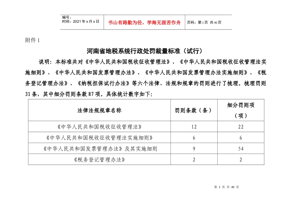 河南省地税局行政处罚裁量标准(附件1)_第1页