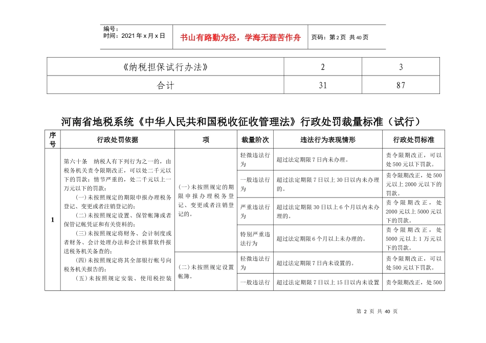 河南省地税局行政处罚裁量标准(附件1)_第2页