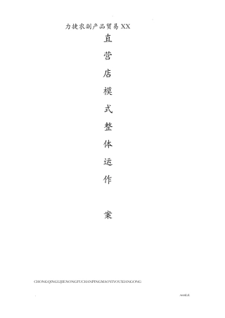 直营店模式整体运作方案