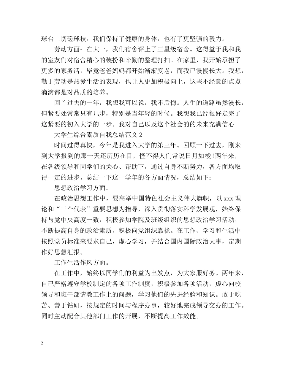 大学生综合素质自我总结2 _第2页