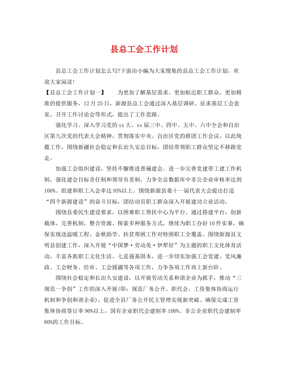 县总工会工作计划 _第1页