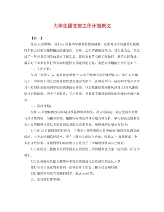 大学生团支部工作计划例文 