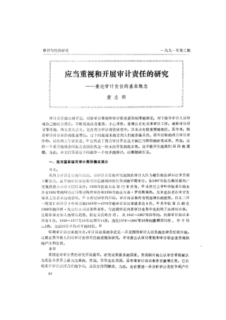 应当重视和开展审计责任的研究