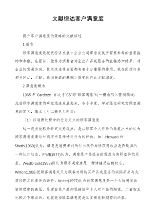 文献综述客户满意度