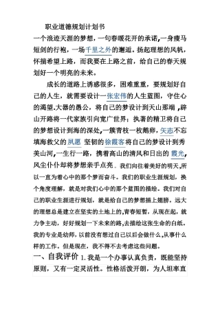 职业道德规划计划书
