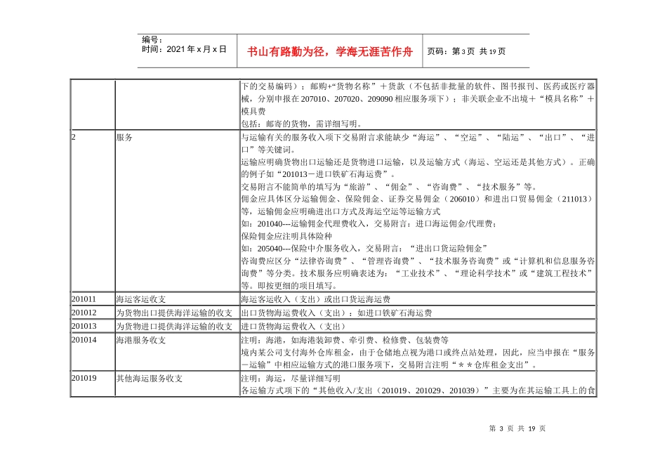 新版国际收支交易编码和交易附言填写指引_第3页