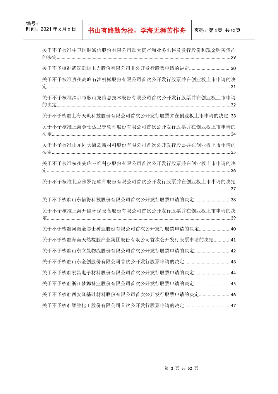 证监会不予核准证券发行申请批复汇总_第3页