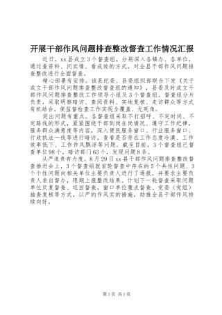 开展干部作风问题排查整改督查工作情况汇报