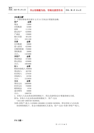 预算财务会计及管理知识分析答案