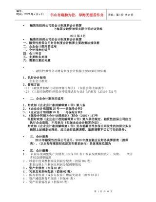 融资性担保公司的会计制度和会计核算