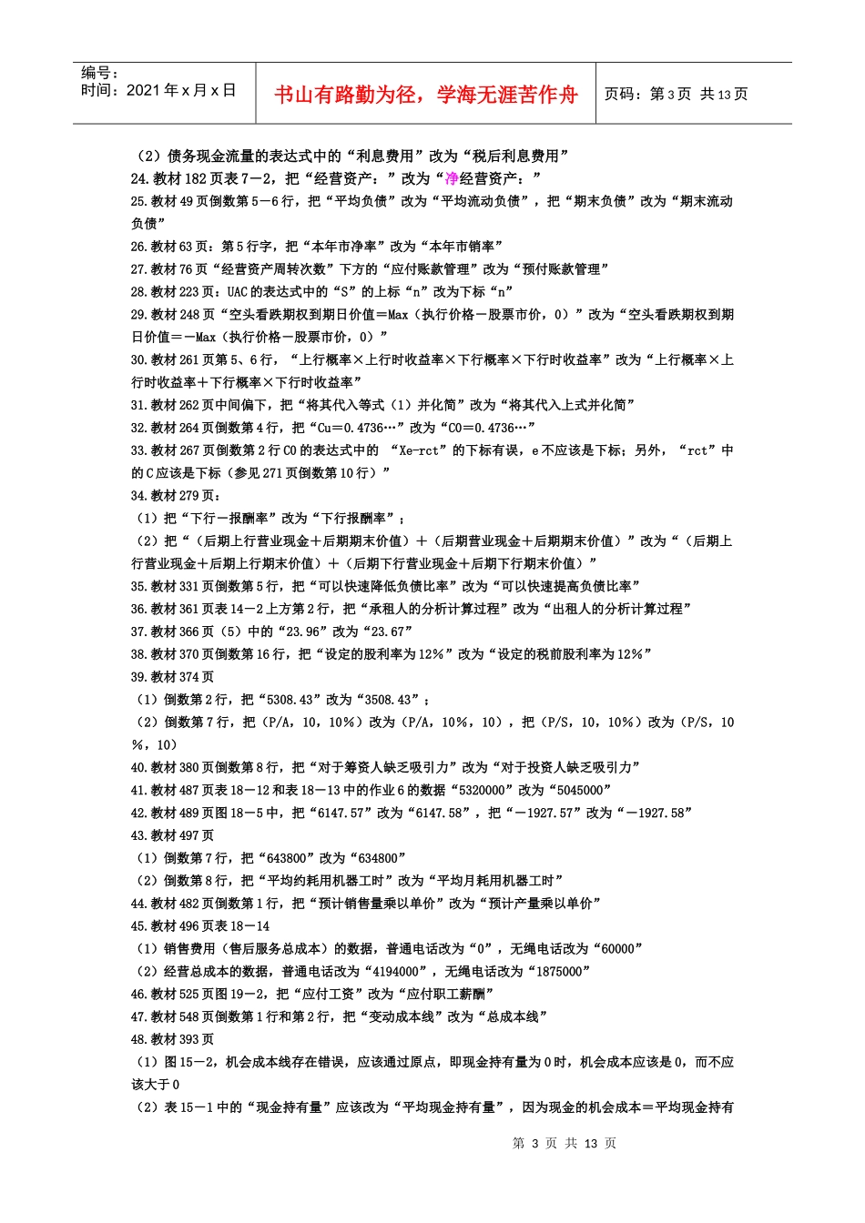 财务成本管理勘误表_第3页