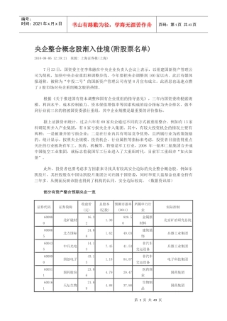 有资产整合预期的央企分析