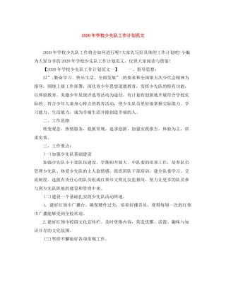 2020年学校少先队工作计划范文 
