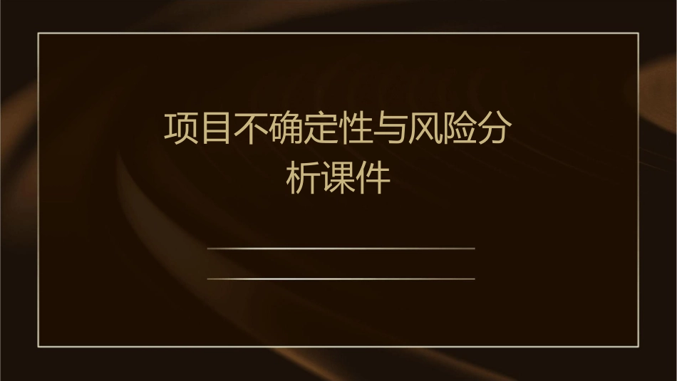 项目不确定性与风险分析课件_第1页