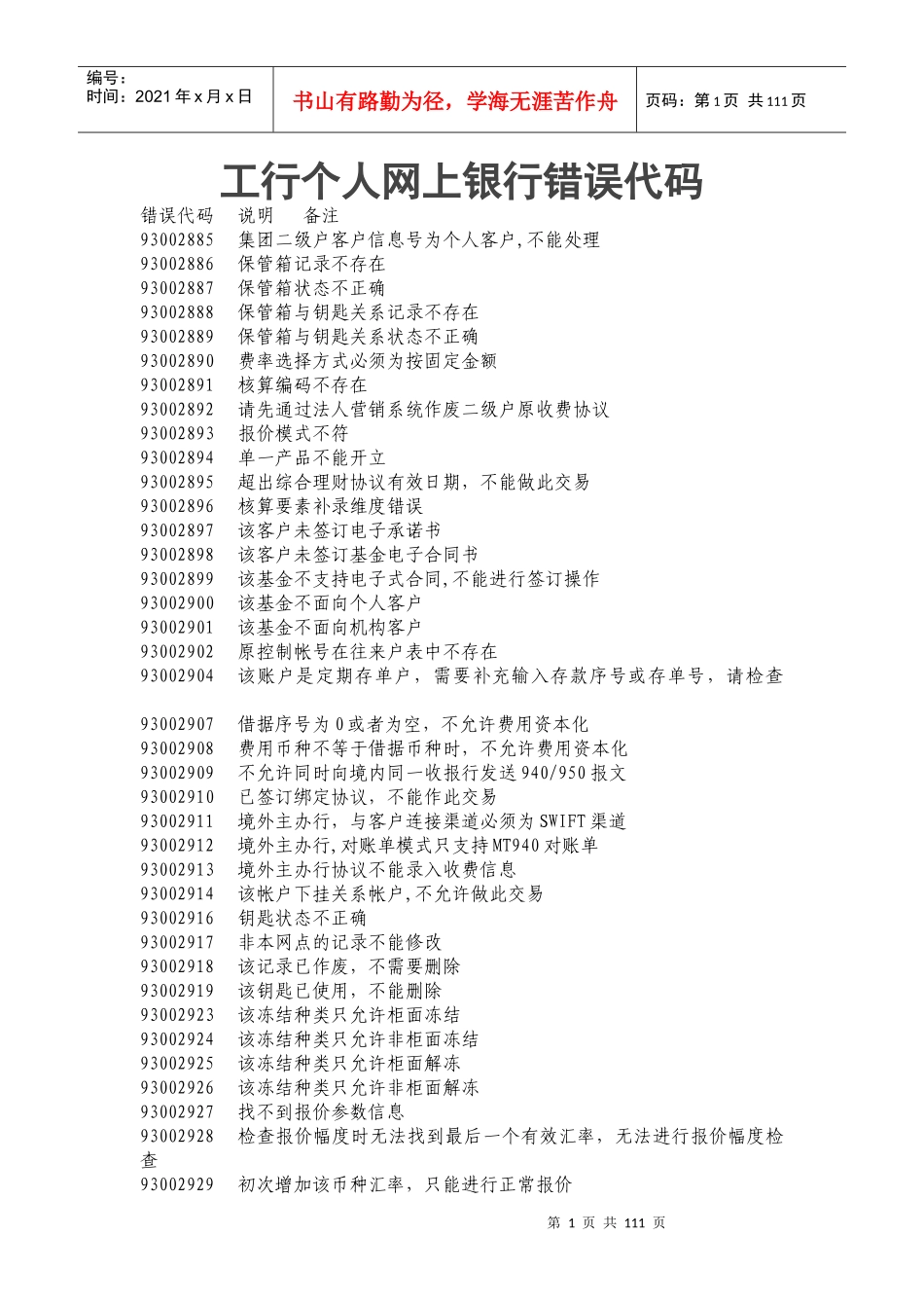 工行个人网上银行错误代码_第1页