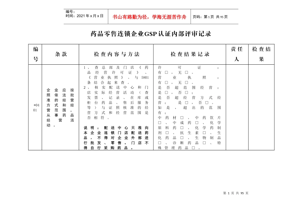 GSP认证内审表_第1页