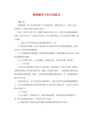 销售新年工作计划范本 