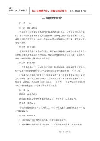 资金预算作业细则