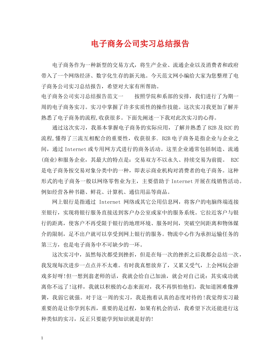 电子商务公司实习总结报告 _第1页