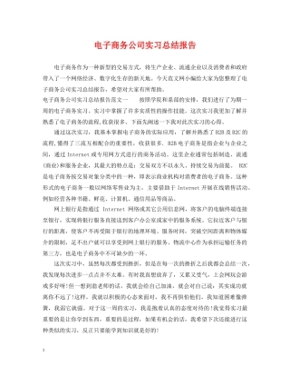 电子商务公司实习总结报告 