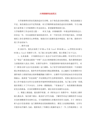 大学新教师总结范文 