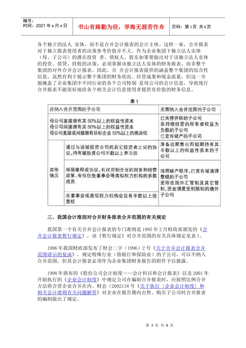 对企业集团合并财务报表合并范围问题的探讨_第3页