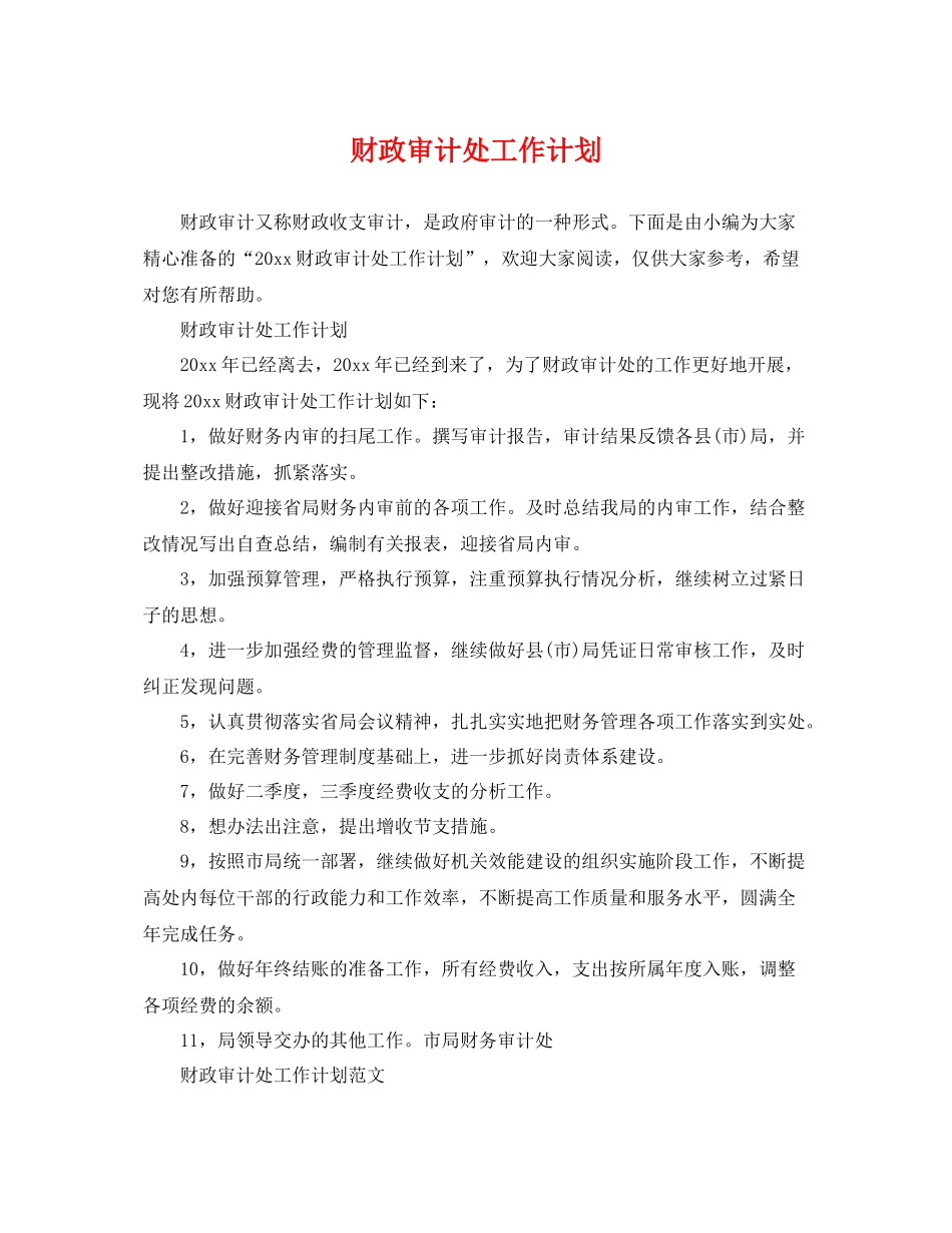 财政审计处工作计划 _第1页