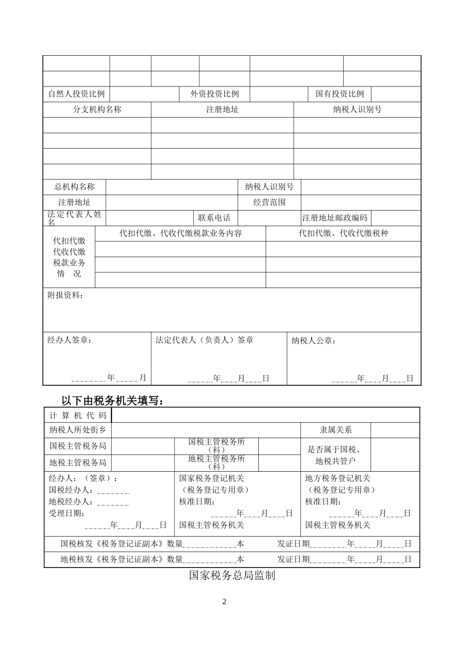 税务登记空白模板_第2页