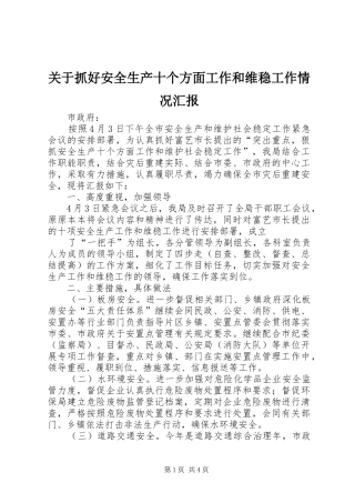 关于抓好安全生产十个方面工作和维稳工作情况汇报